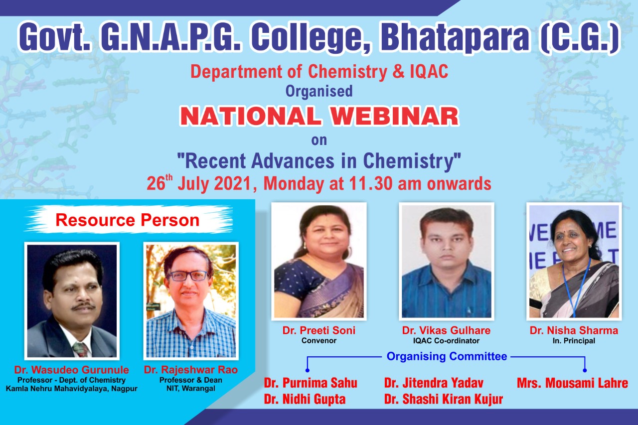 Govt. G. N. A. P.G. College, Bhatapara | Govt. College Bhatapara-राष्ट्रीय वेबीनार का आयोजन